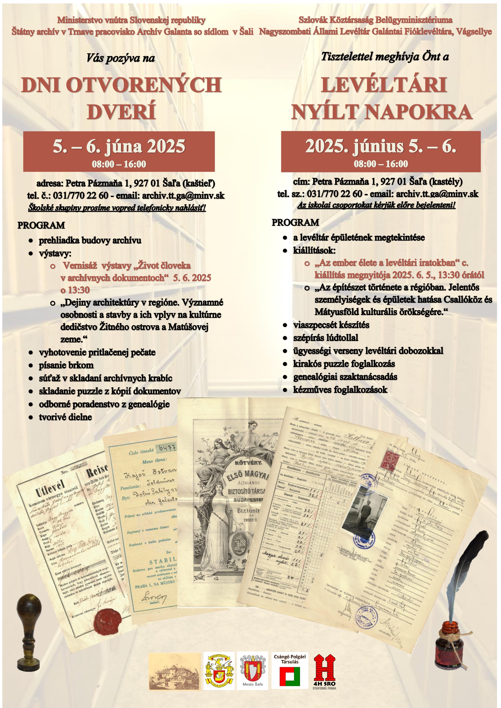Dni otvoreých dverí sa uskutočnia počas dní 5. a 6. júna 2025 v čase od 8.00 do 16.00 hod.